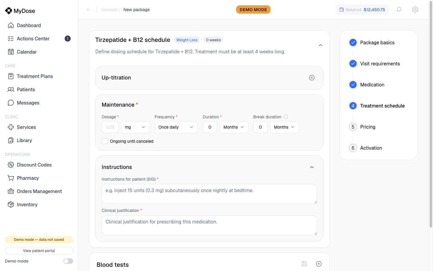 Step 4 - treatment schedule
